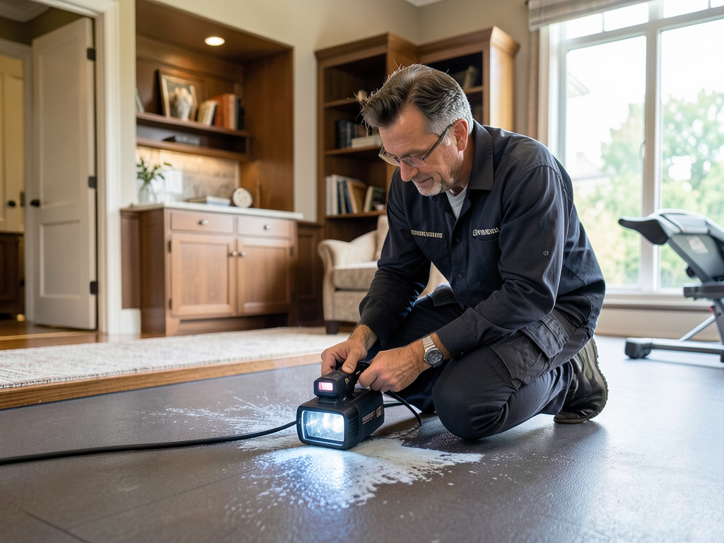 Drying out a luxury home gym with specialized rubber flooring